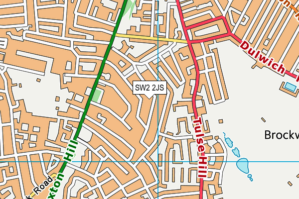 SW2 2JS map - OS VectorMap District (Ordnance Survey)