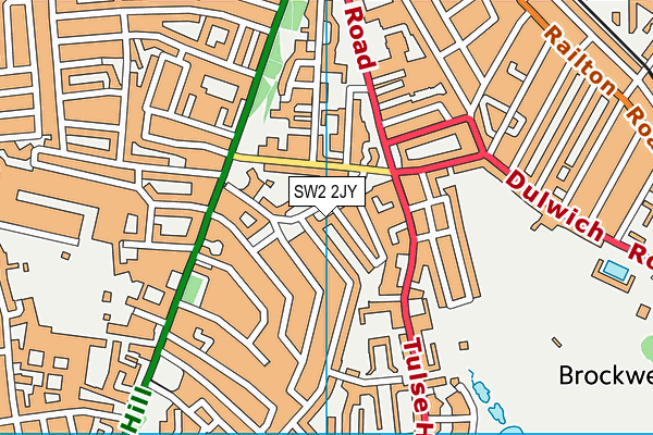 SW2 2JY map - OS VectorMap District (Ordnance Survey)
