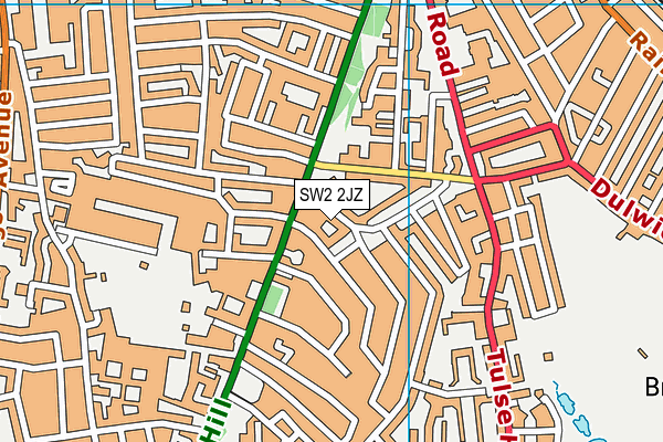 SW2 2JZ map - OS VectorMap District (Ordnance Survey)