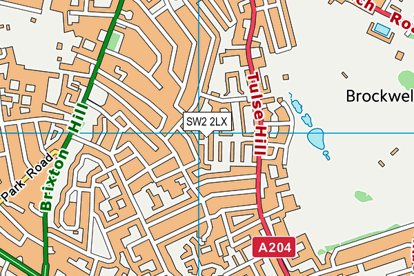 SW2 2LX map - OS VectorMap District (Ordnance Survey)