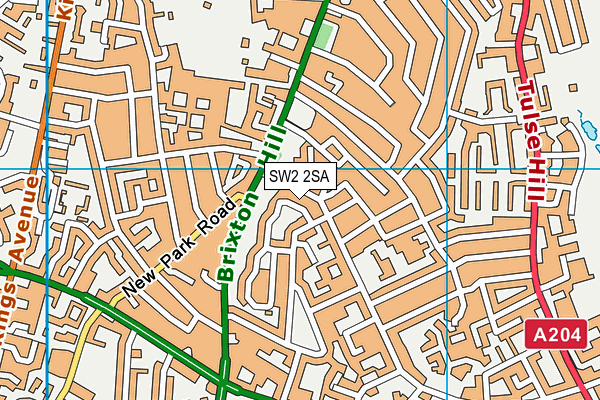 SW2 2SA map - OS VectorMap District (Ordnance Survey)