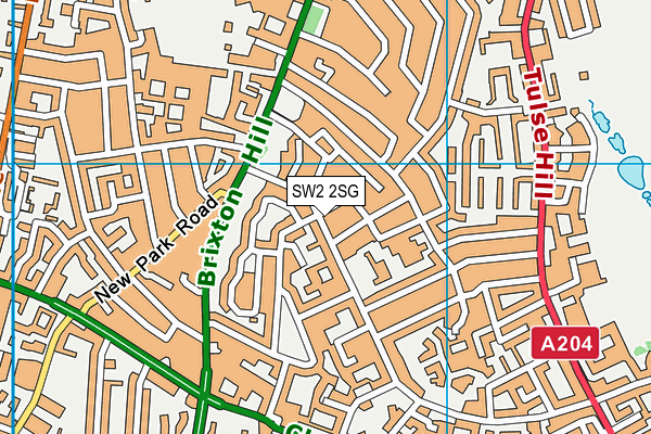 SW2 2SG map - OS VectorMap District (Ordnance Survey)