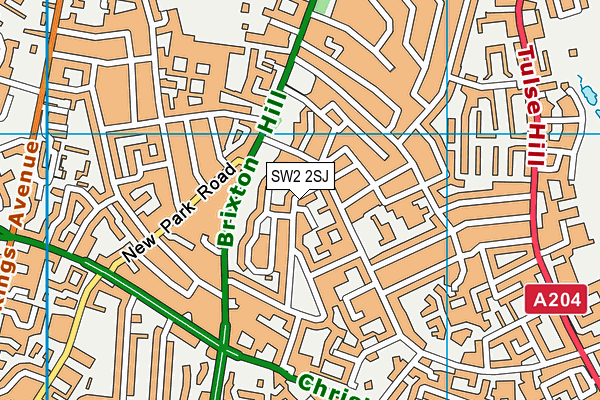 SW2 2SJ map - OS VectorMap District (Ordnance Survey)