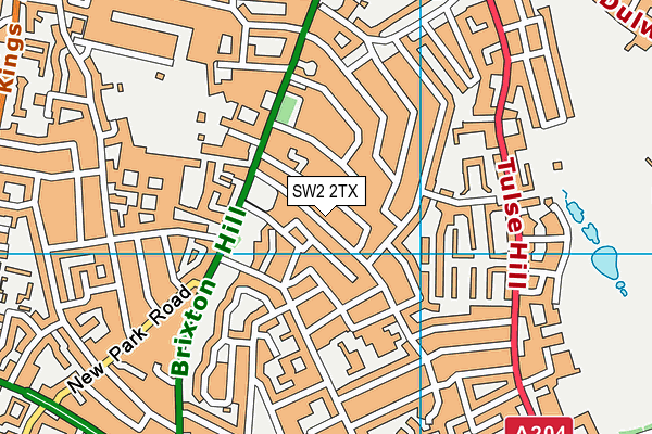 SW2 2TX map - OS VectorMap District (Ordnance Survey)