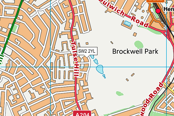 SW2 2YL map - OS VectorMap District (Ordnance Survey)