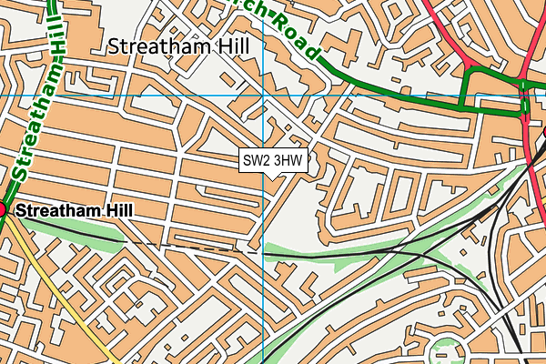 SW2 3HW map - OS VectorMap District (Ordnance Survey)