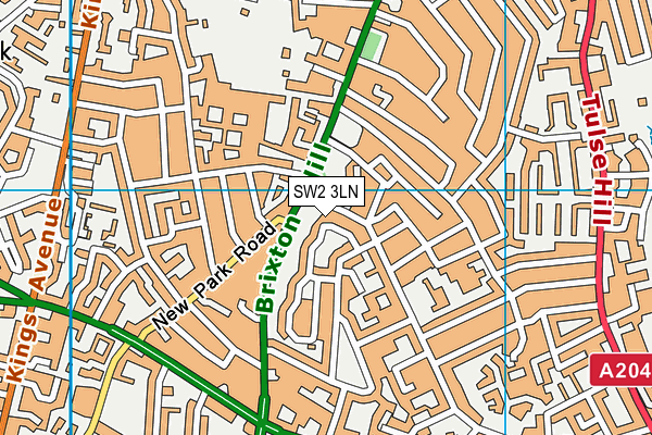 SW2 3LN map - OS VectorMap District (Ordnance Survey)