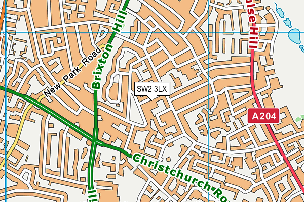 SW2 3LX map - OS VectorMap District (Ordnance Survey)