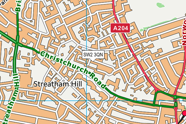 SW2 3QN map - OS VectorMap District (Ordnance Survey)