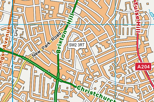 SW2 3RT map - OS VectorMap District (Ordnance Survey)