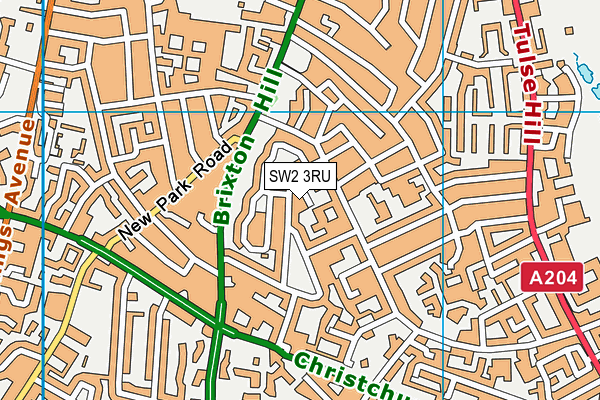 SW2 3RU map - OS VectorMap District (Ordnance Survey)