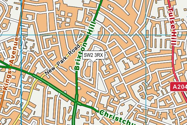 SW2 3RX map - OS VectorMap District (Ordnance Survey)