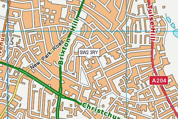 SW2 3RY map - OS VectorMap District (Ordnance Survey)
