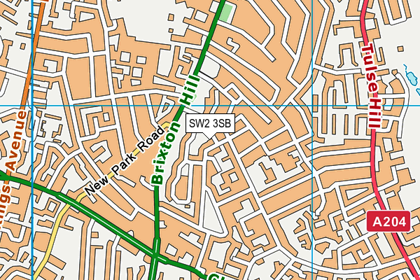 SW2 3SB map - OS VectorMap District (Ordnance Survey)