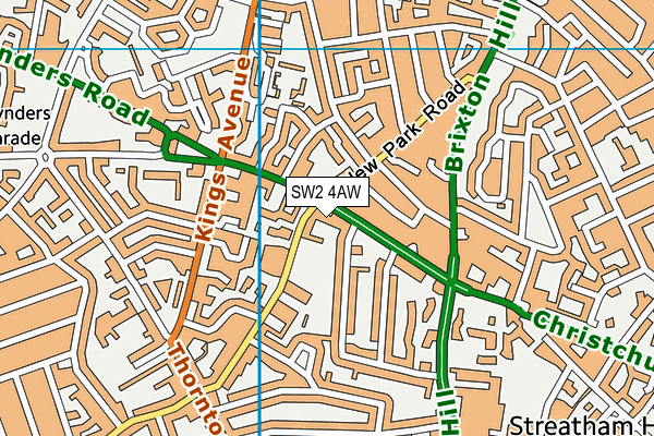 SW2 4AW map - OS VectorMap District (Ordnance Survey)