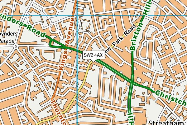 SW2 4AX map - OS VectorMap District (Ordnance Survey)