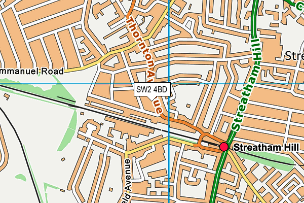 SW2 4BD map - OS VectorMap District (Ordnance Survey)
