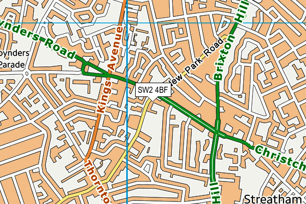 SW2 4BF map - OS VectorMap District (Ordnance Survey)