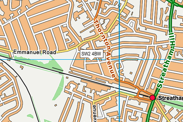 SW2 4BW map - OS VectorMap District (Ordnance Survey)