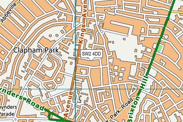 SW2 4DD map - OS VectorMap District (Ordnance Survey)