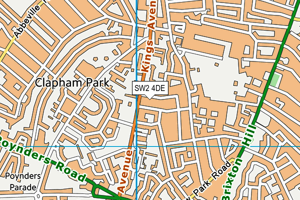SW2 4DE map - OS VectorMap District (Ordnance Survey)