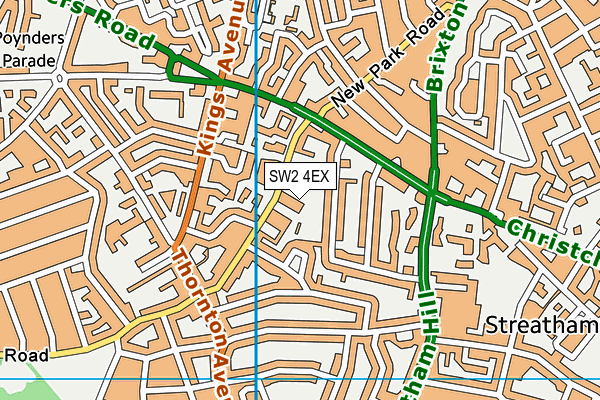 SW2 4EX map - OS VectorMap District (Ordnance Survey)