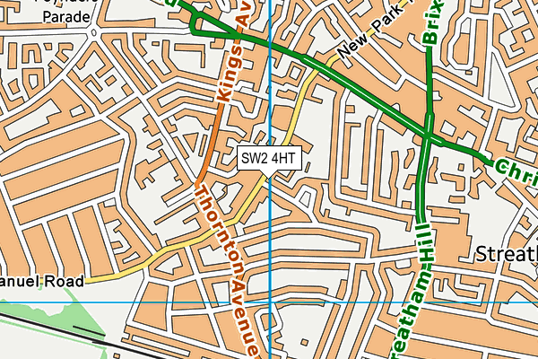 SW2 4HT map - OS VectorMap District (Ordnance Survey)