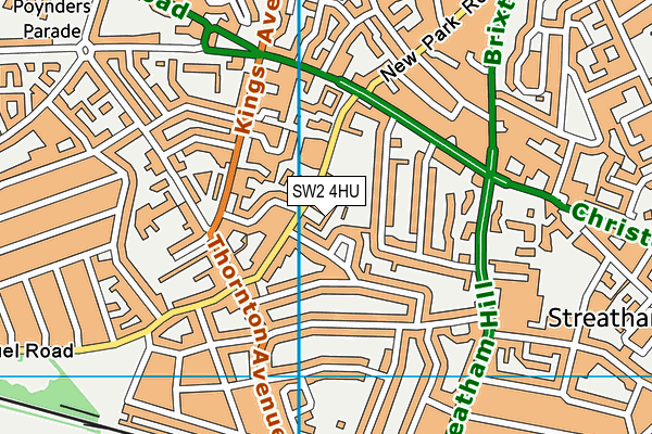 SW2 4HU map - OS VectorMap District (Ordnance Survey)