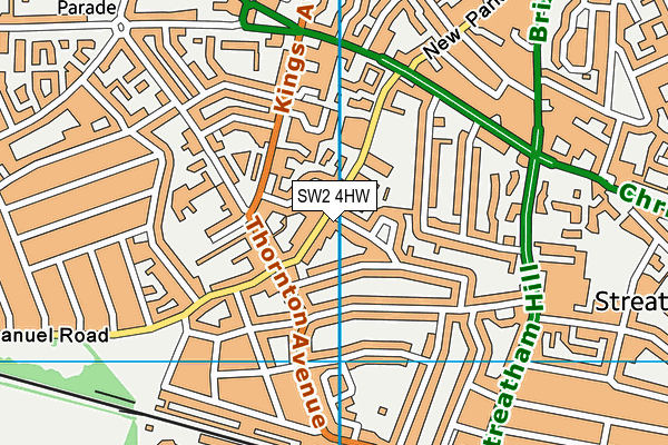 SW2 4HW map - OS VectorMap District (Ordnance Survey)