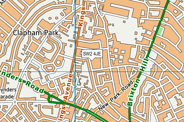 SW2 4JE map - OS VectorMap District (Ordnance Survey)