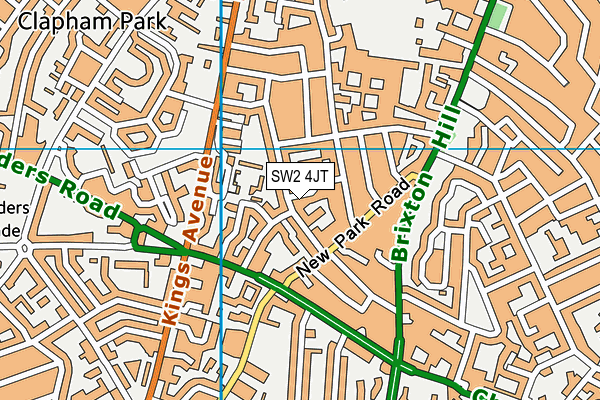 SW2 4JT map - OS VectorMap District (Ordnance Survey)