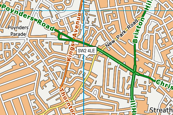 SW2 4LE map - OS VectorMap District (Ordnance Survey)