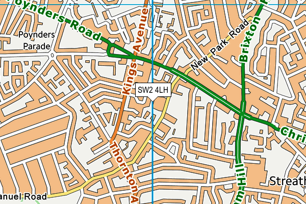 SW2 4LH map - OS VectorMap District (Ordnance Survey)