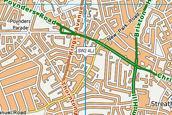 SW2 4LJ map - OS VectorMap District (Ordnance Survey)