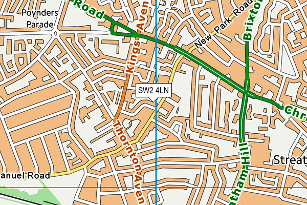 SW2 4LN map - OS VectorMap District (Ordnance Survey)