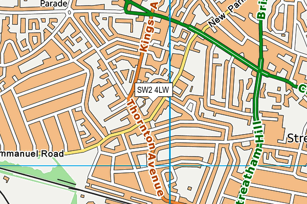 SW2 4LW map - OS VectorMap District (Ordnance Survey)