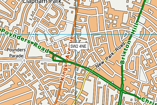 SW2 4NE map - OS VectorMap District (Ordnance Survey)