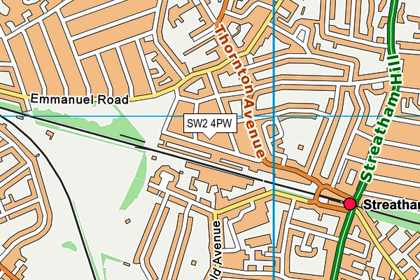 SW2 4PW map - OS VectorMap District (Ordnance Survey)