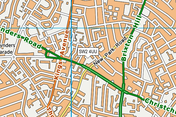 SW2 4UU map - OS VectorMap District (Ordnance Survey)