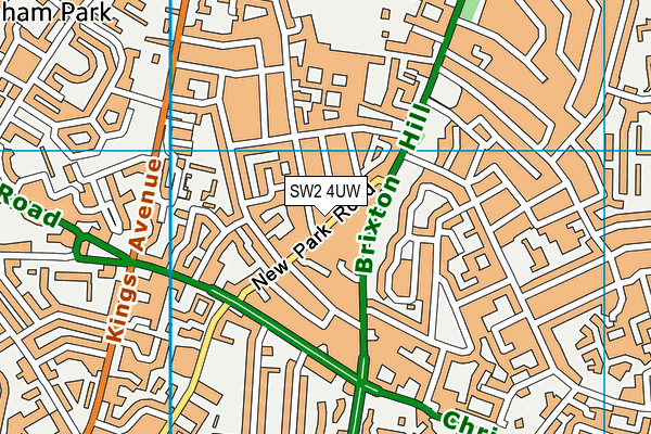 SW2 4UW map - OS VectorMap District (Ordnance Survey)