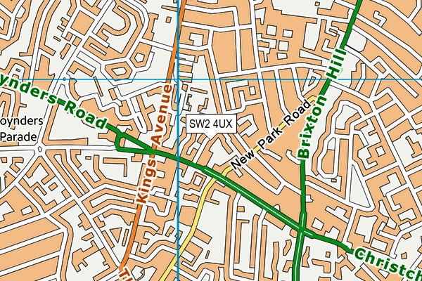 SW2 4UX map - OS VectorMap District (Ordnance Survey)