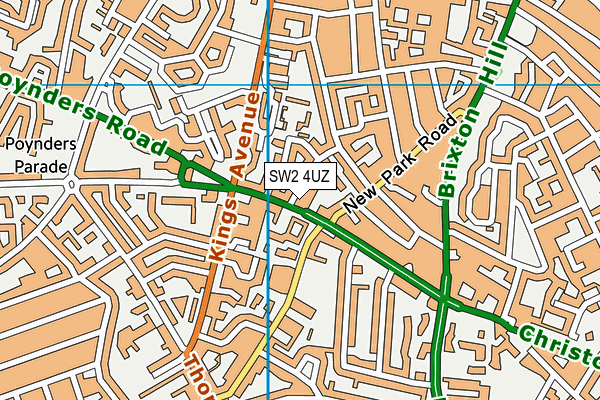 SW2 4UZ map - OS VectorMap District (Ordnance Survey)