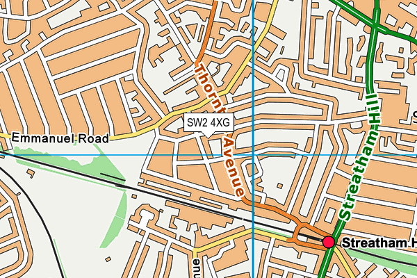 SW2 4XG map - OS VectorMap District (Ordnance Survey)