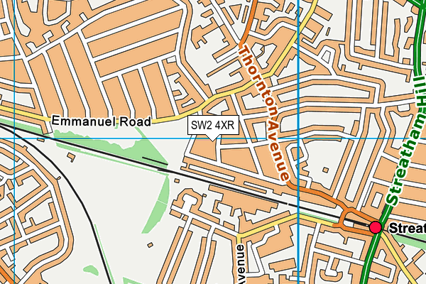 SW2 4XR map - OS VectorMap District (Ordnance Survey)