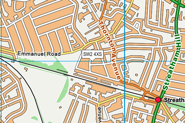 SW2 4XS map - OS VectorMap District (Ordnance Survey)