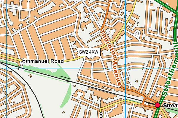 SW2 4XW map - OS VectorMap District (Ordnance Survey)