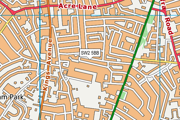 SW2 5BB map - OS VectorMap District (Ordnance Survey)