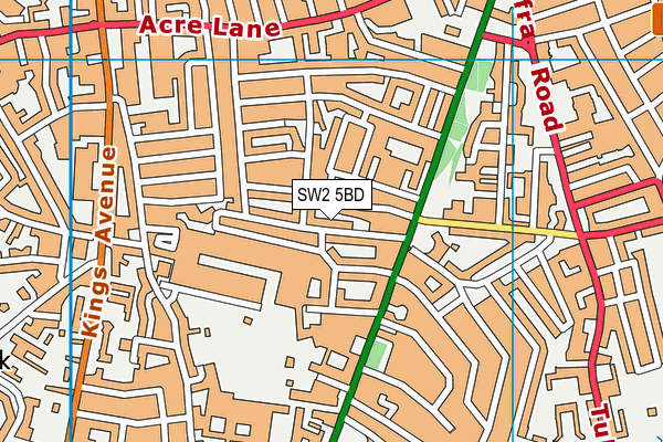 SW2 5BD map - OS VectorMap District (Ordnance Survey)