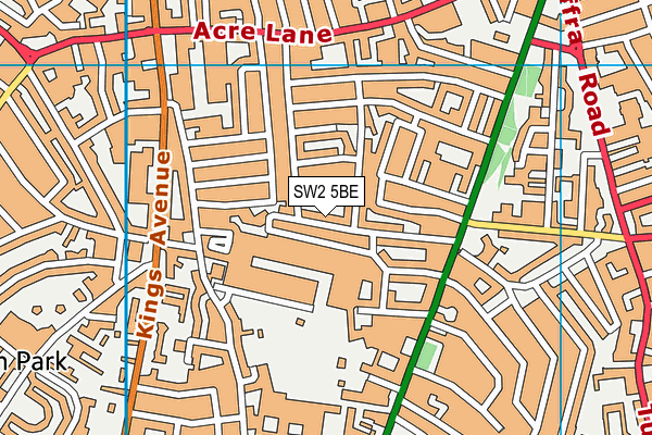 SW2 5BE map - OS VectorMap District (Ordnance Survey)