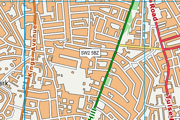 SW2 5BZ map - OS VectorMap District (Ordnance Survey)